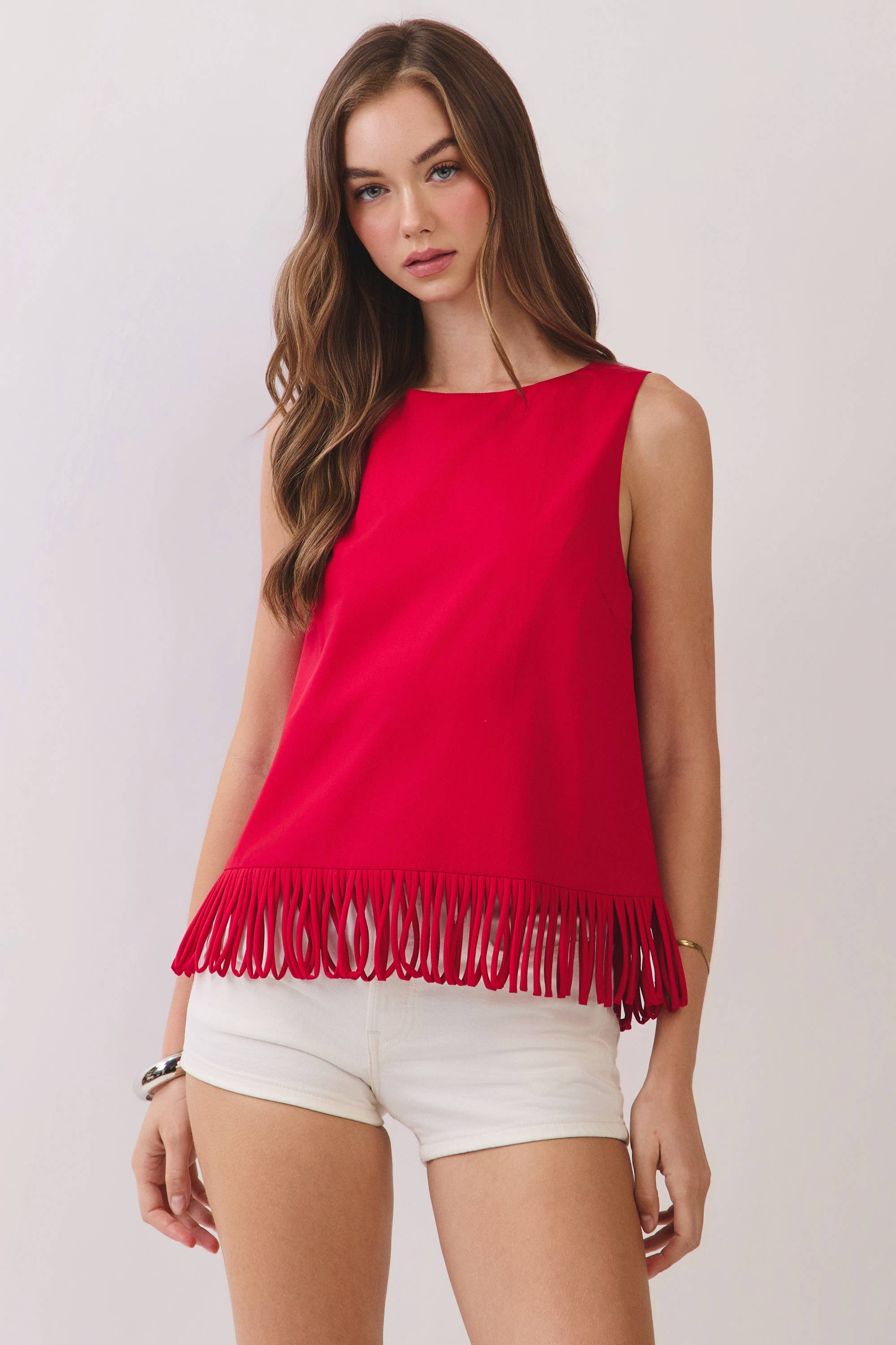Fringe Hem Sleeveless Top