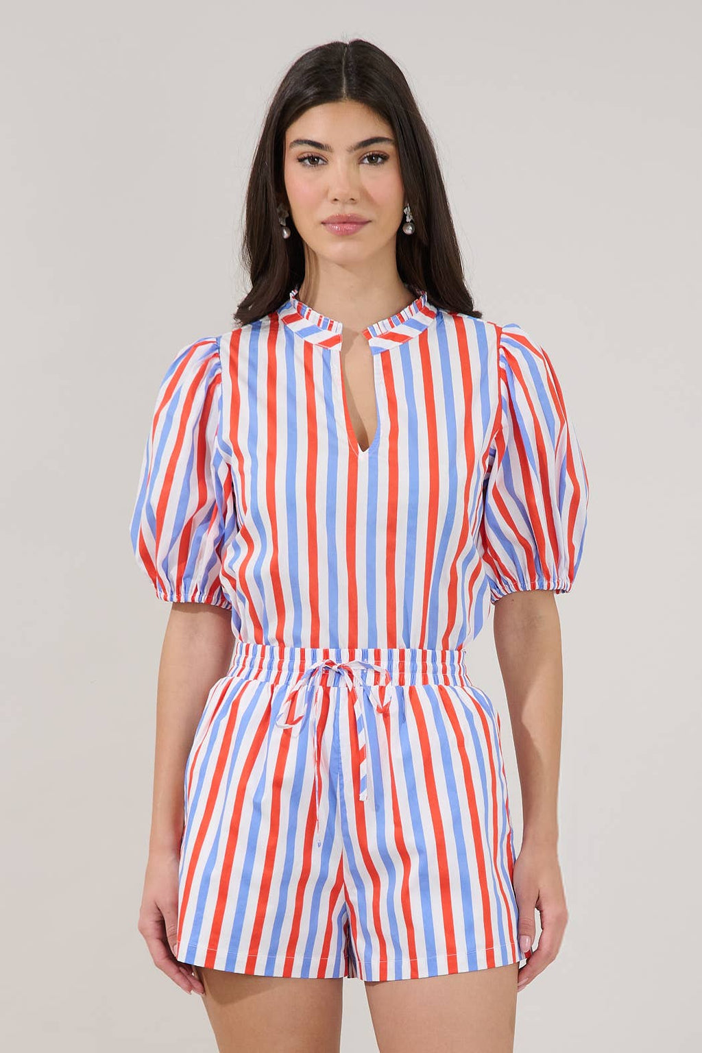 Red + Blue Stripe Top