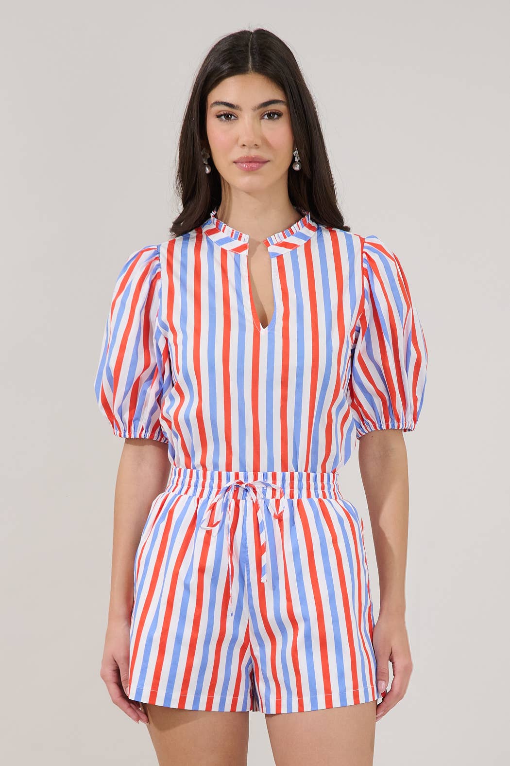 Red + Blue Stripe Top