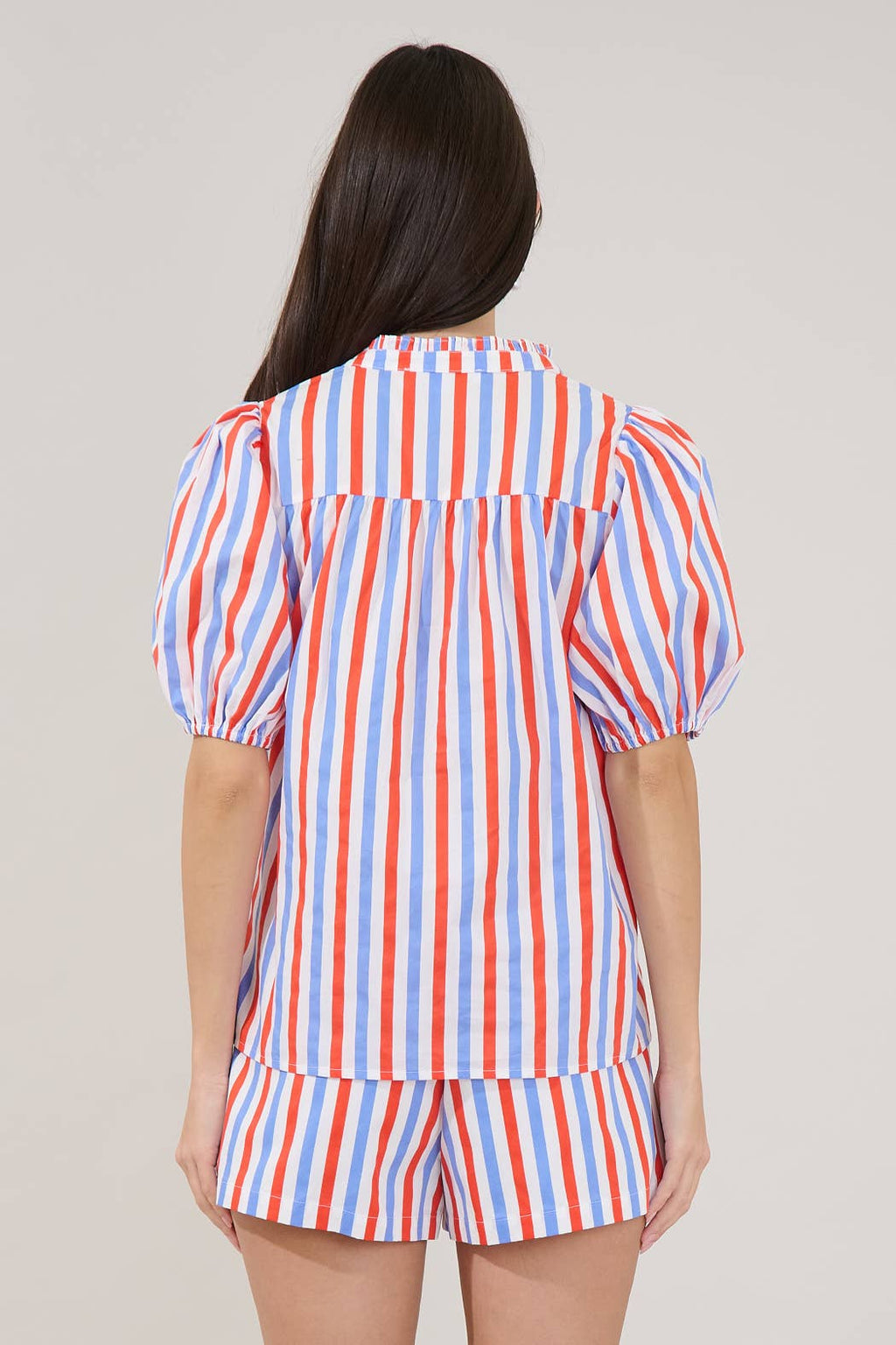 Red + Blue Stripe Top