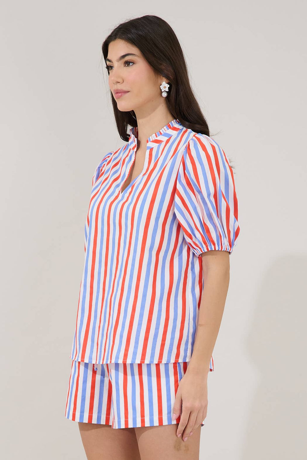 Red + Blue Stripe Top