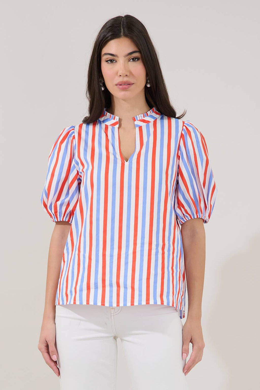 Red + Blue Stripe Top