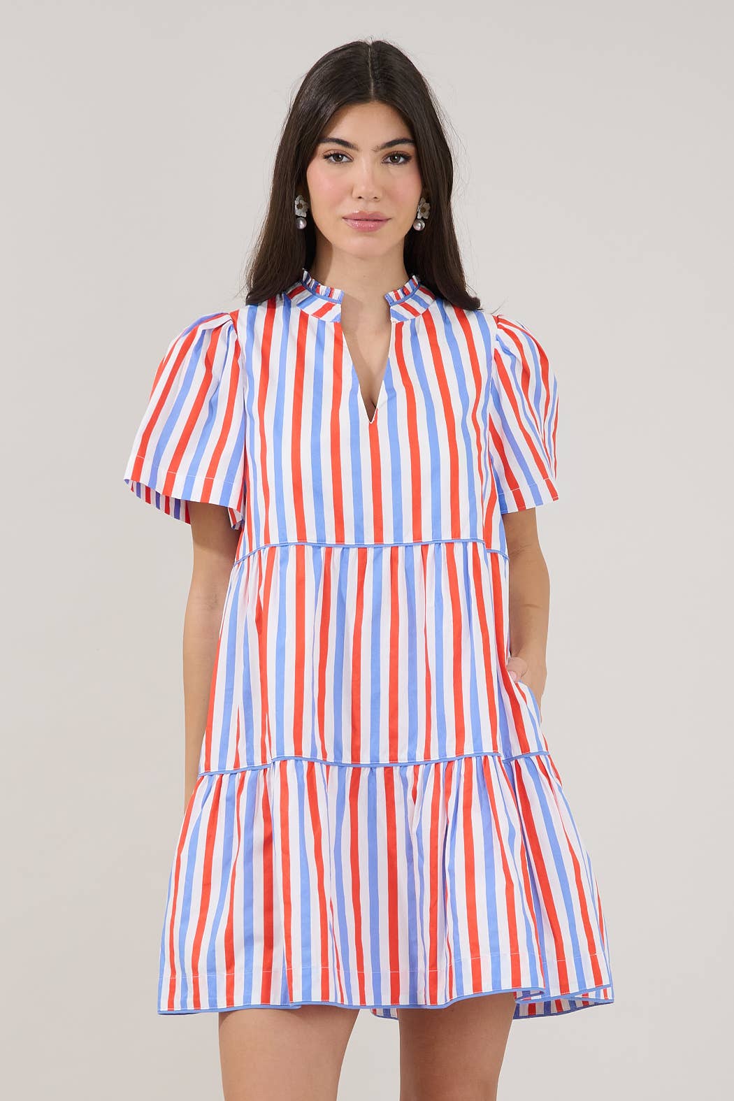 Stripe Tiered Mini Dress