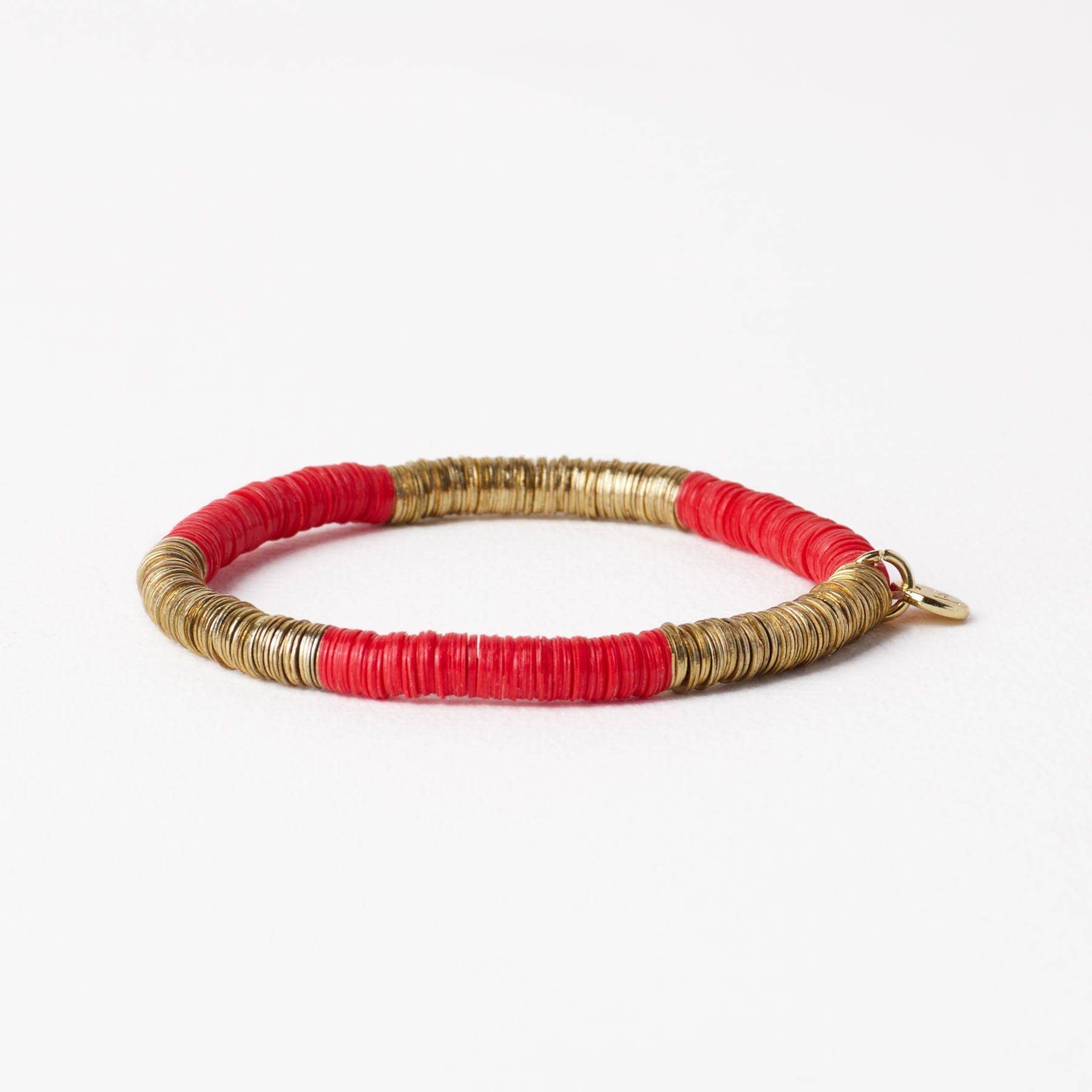 Grace Two Color Block Stretch Bracelet Red and Gold