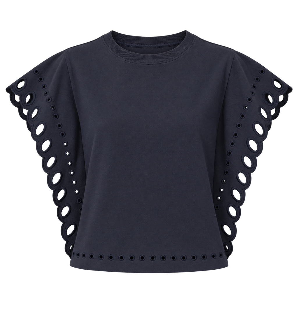 French Terry Scallop Top