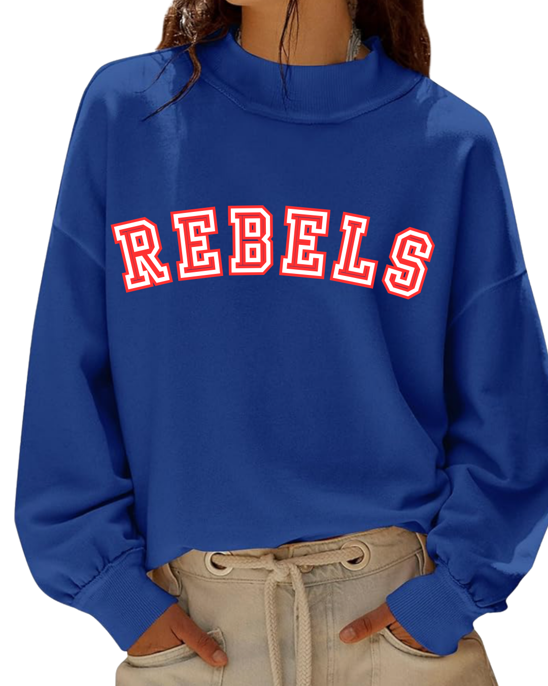 Royal Blue Rebels Mock Neck Sweatshirt