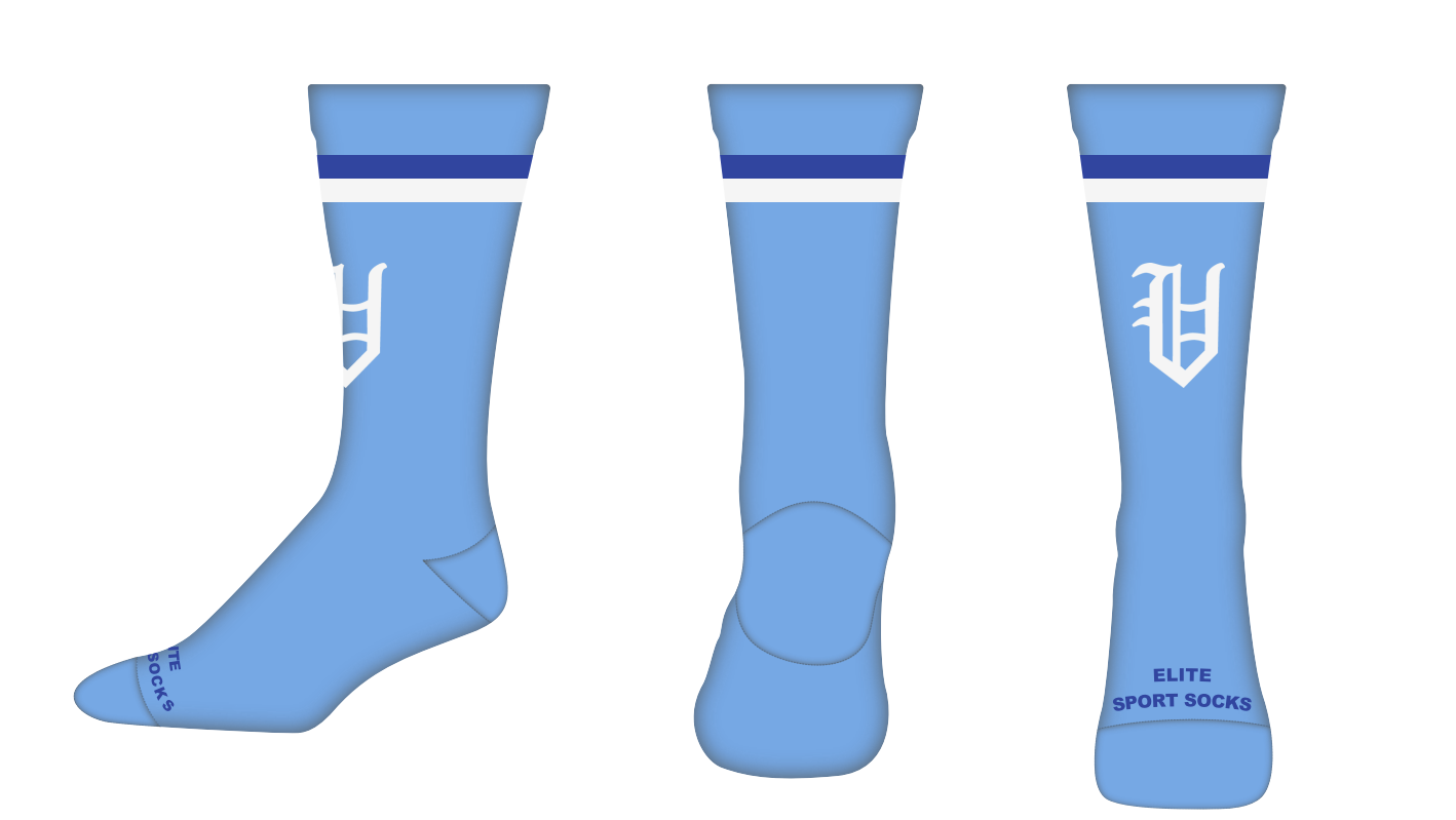 Old English V Powder and Navy Crew Sock