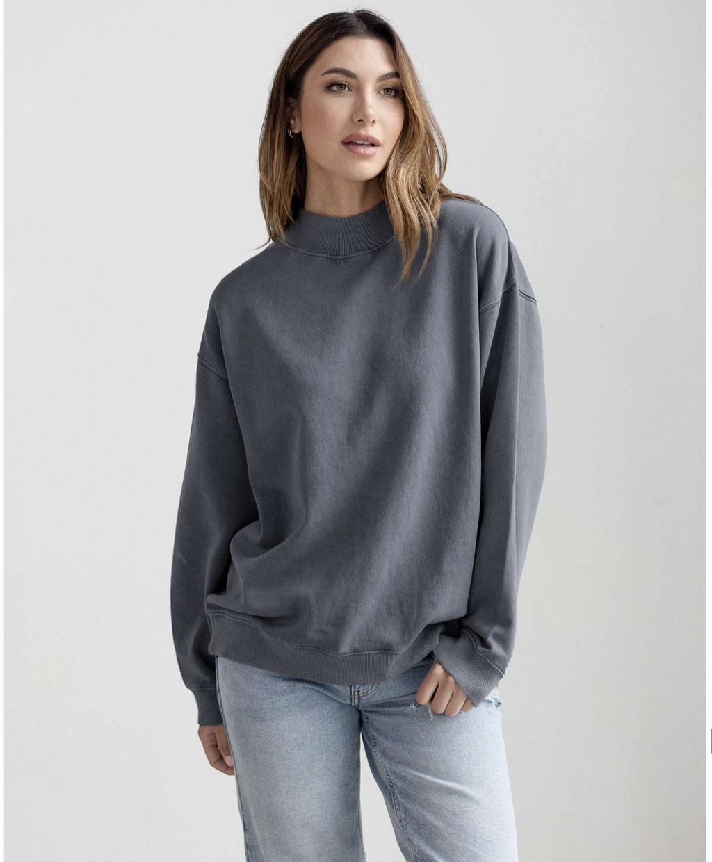 Vintage Wash Hills Embroidered Mock Neck