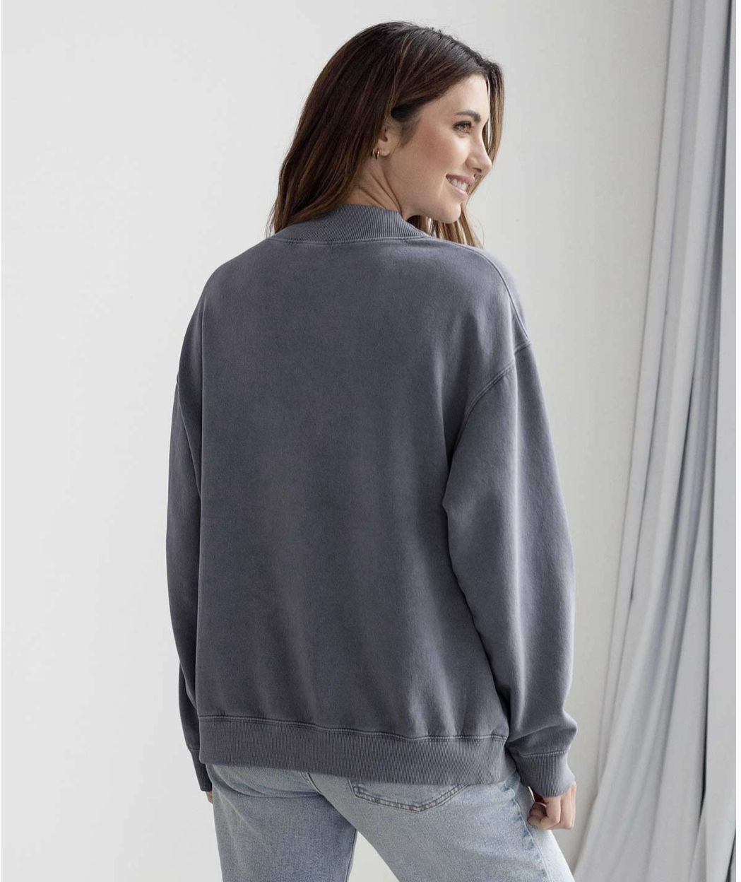 Vintage Wash Hills Embroidered Mock Neck