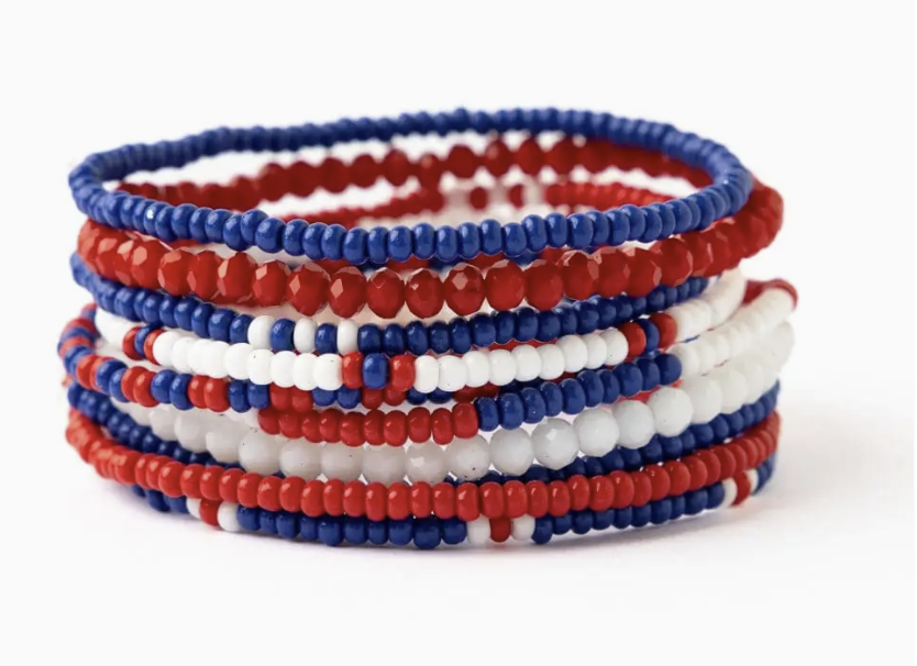 Ink + Alloy Color Block Beaded Bracelet Stack