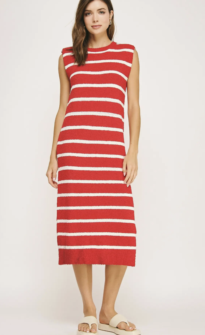 Sleeveless Textured Midi Dress
