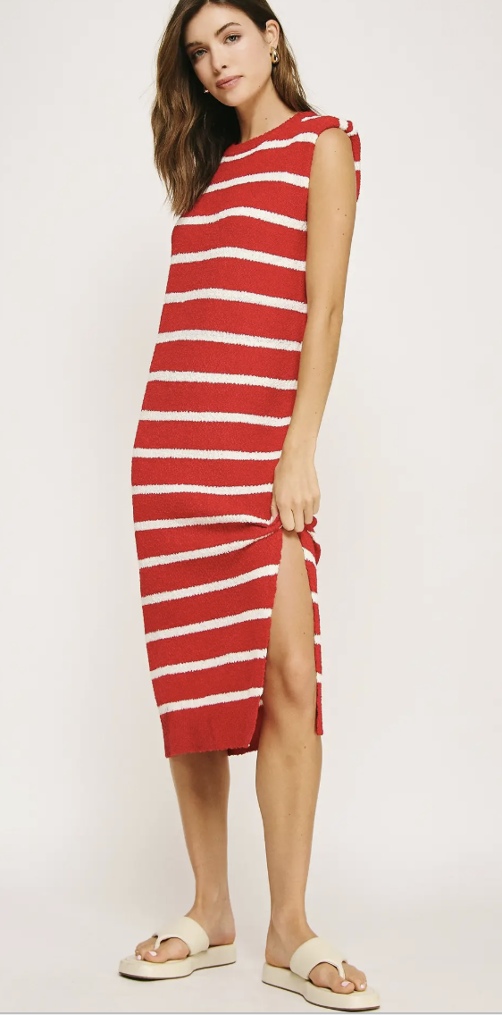 Sleeveless Textured Midi Dress