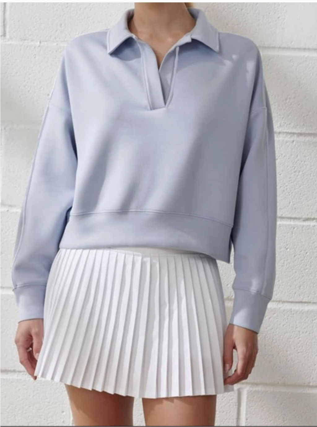 Embroidered Polo Collar Sweatshirt