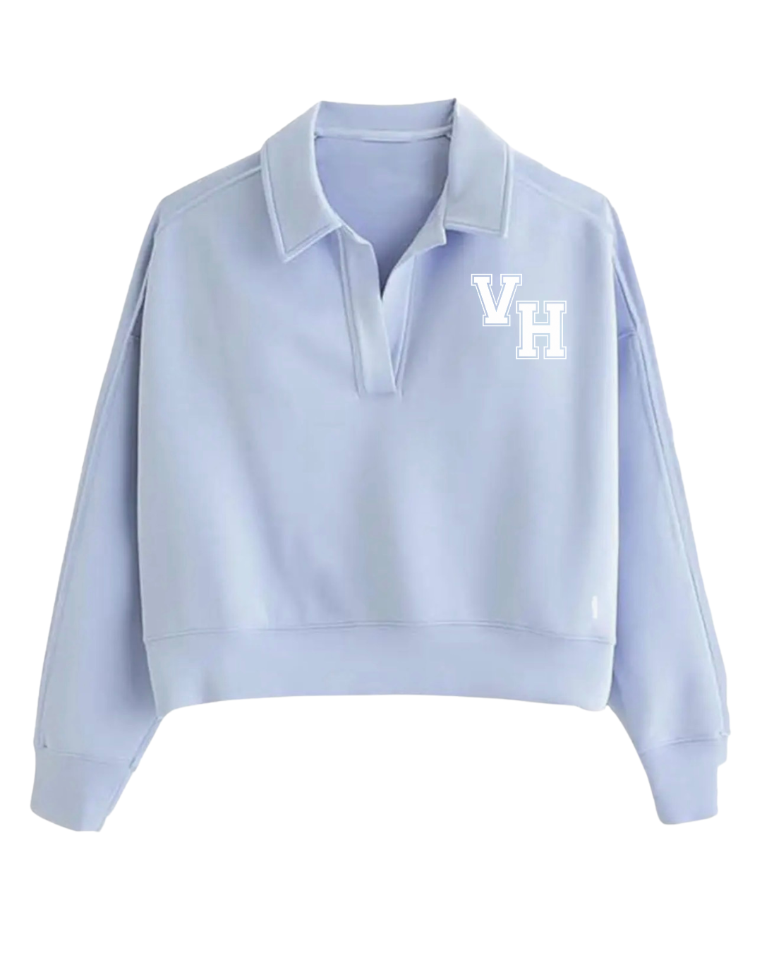 Embroidered Polo Collar Sweatshirt