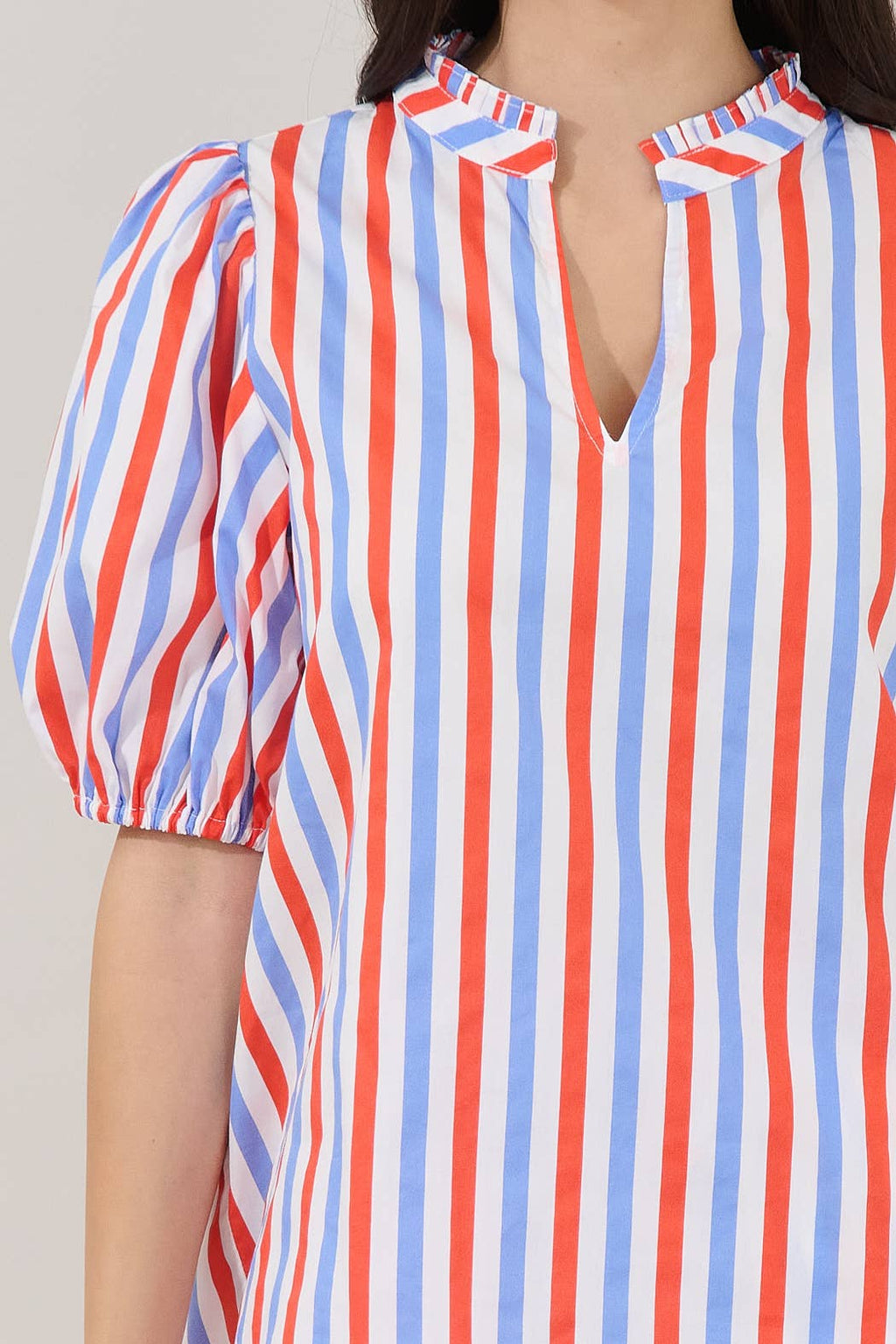 Red + Blue Stripe Top