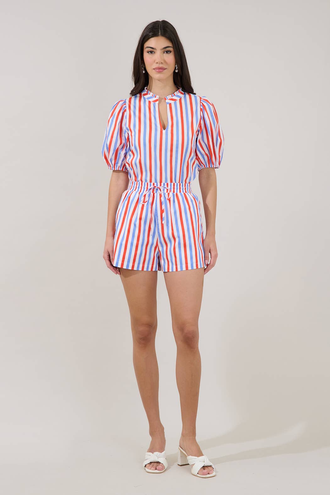 Red + Blue Stripe Top