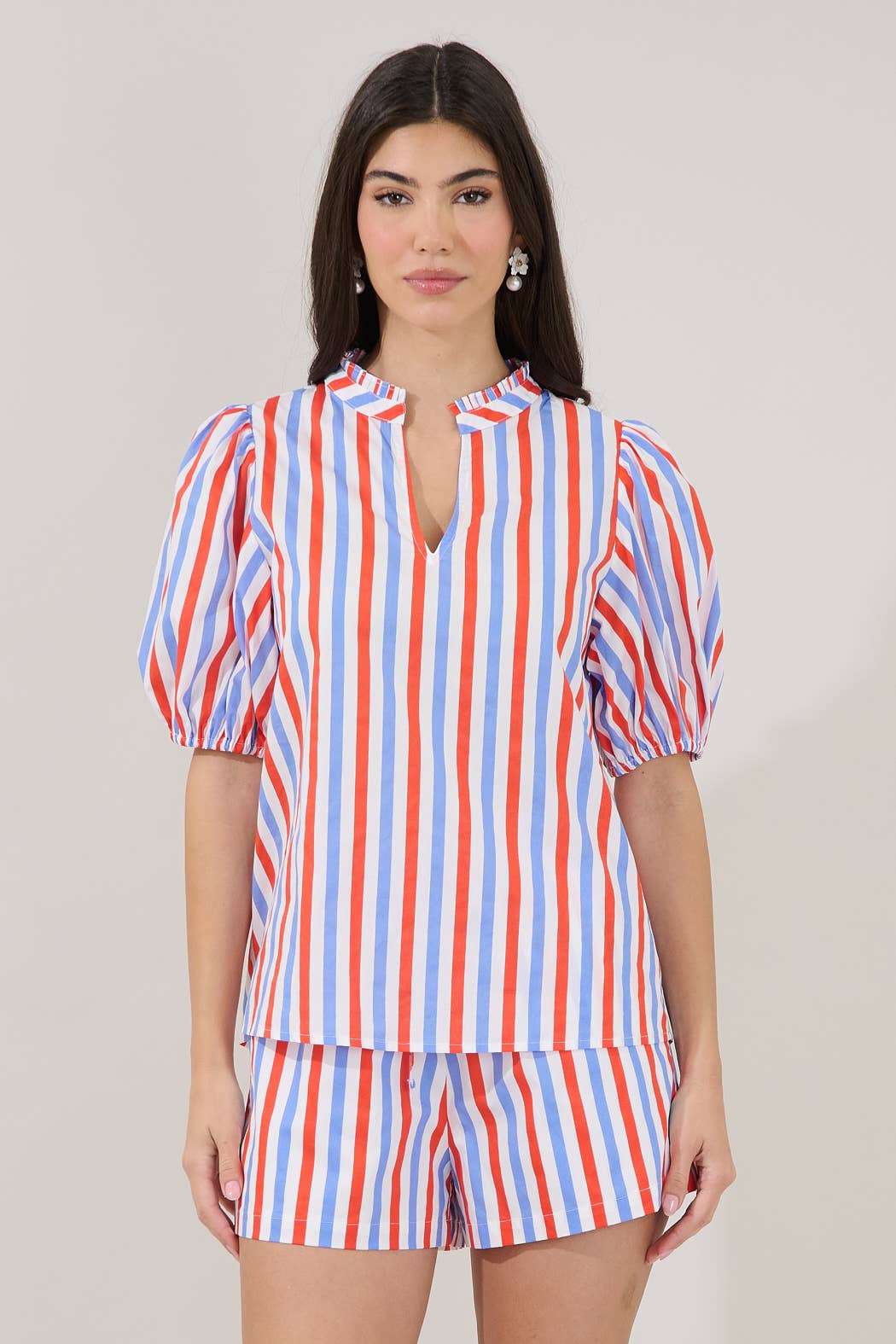 Red + Blue Stripe Top