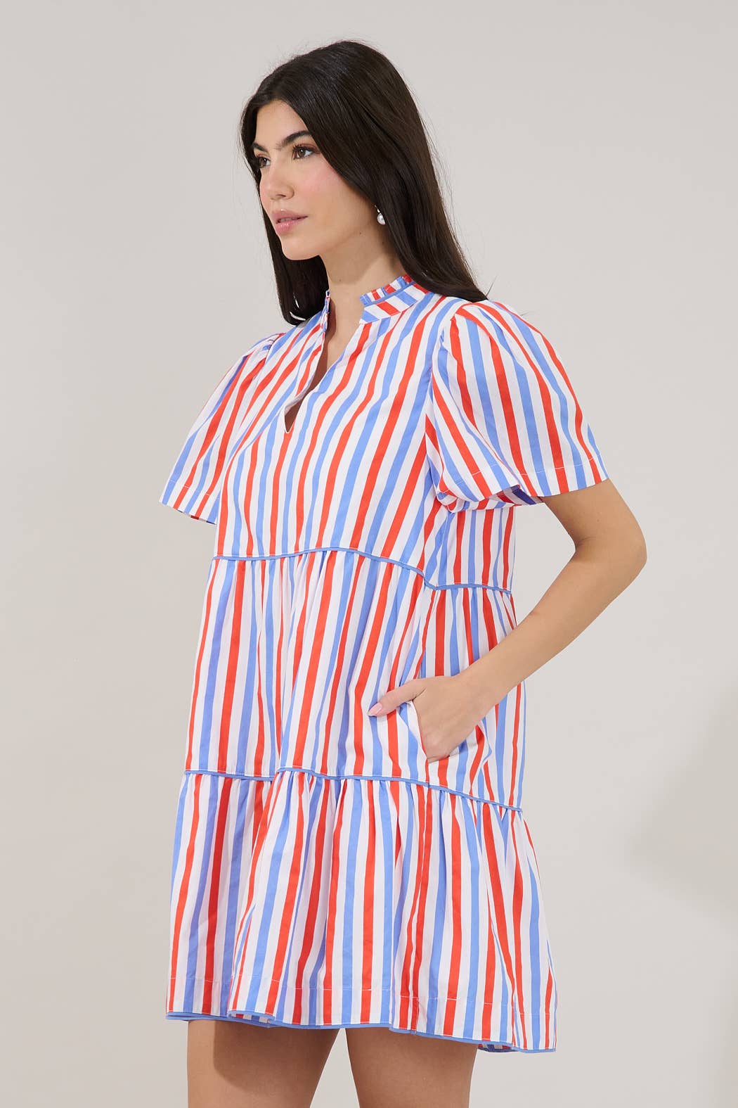 Stripe Tiered Mini Dress