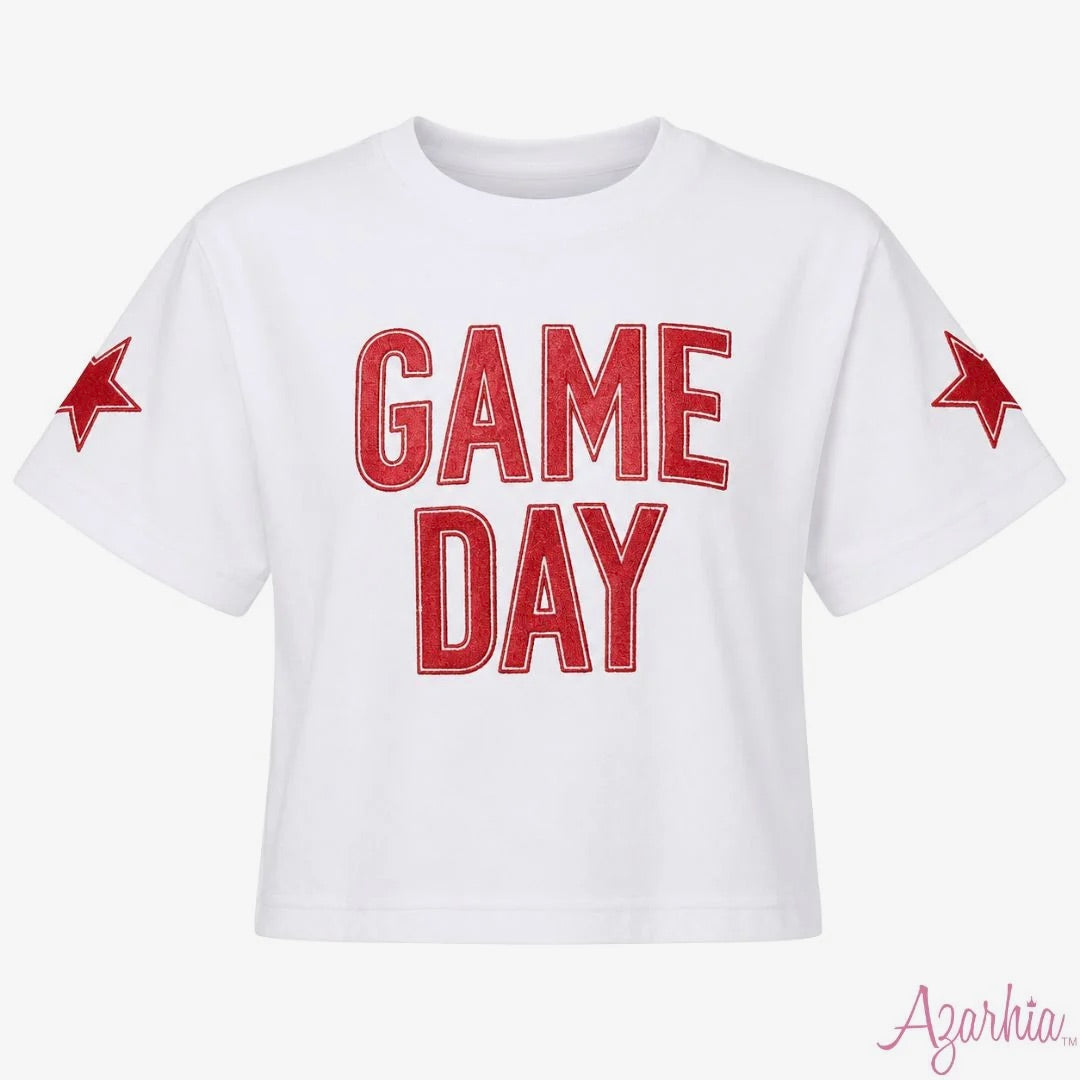 Shimmer Applique Game Day Boxy Red